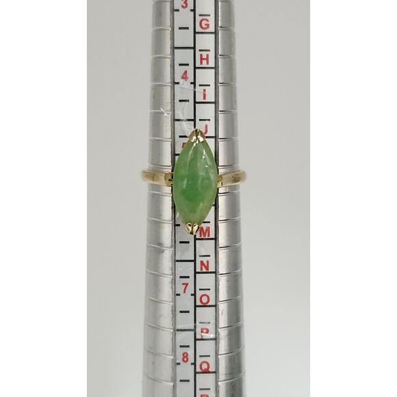 Vintage 14k Yellow Gold Natural Jade Ring Size 5.25 - Picture 6 of 7
